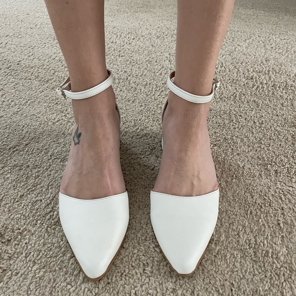 Brand new Genuine leather white heels NEVER WORN!
